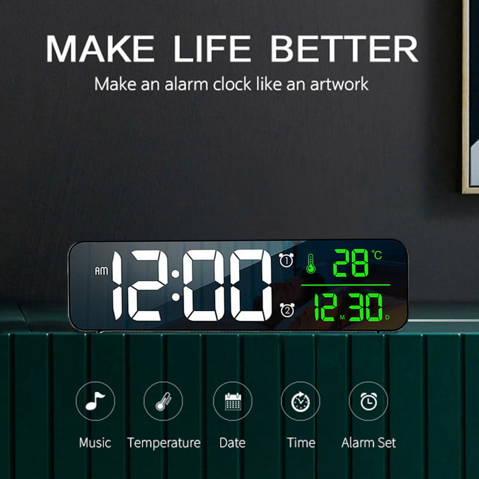 Mirror Surface Led Electronic Clocks,Dual Alarm Mode With Indoor