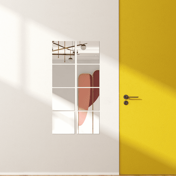 Mirror Tiles Mirror Wall Stickers, Self Adhesive Acrylic Mirror Sheets, Wall Mirror Stickers (10'' x 10'' x 8PCS)