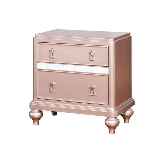 Mirror Trimmed Nightstand / Bedroom Use / 2 Drawer Function