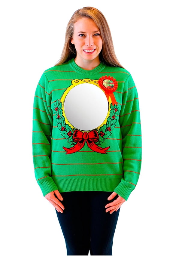Ugly Christmas Sweater, Green Pullover Crew Neck Sweater, Unisex