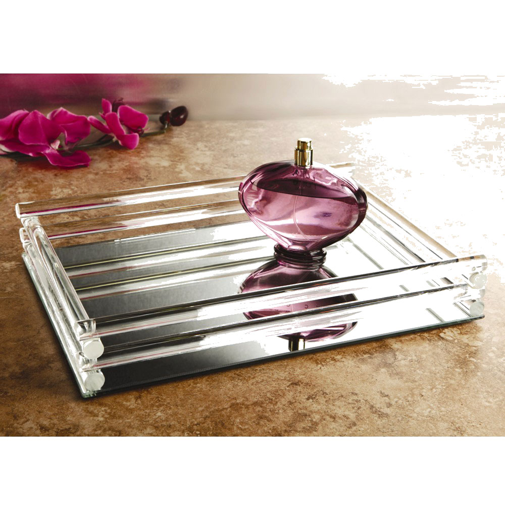 american atelier double rail mirror vanity tray, 12 by 9inch