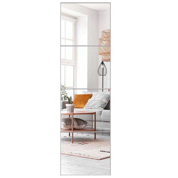 Mirror Wall Full Length, Unbreakable Mirror Tiles for Home Gym, Acrylic Squares Mirror Full Body Shatterproof Mirror Stickers for Walls Doors,Mirror Sheets (4pcs,12X14 Inch)