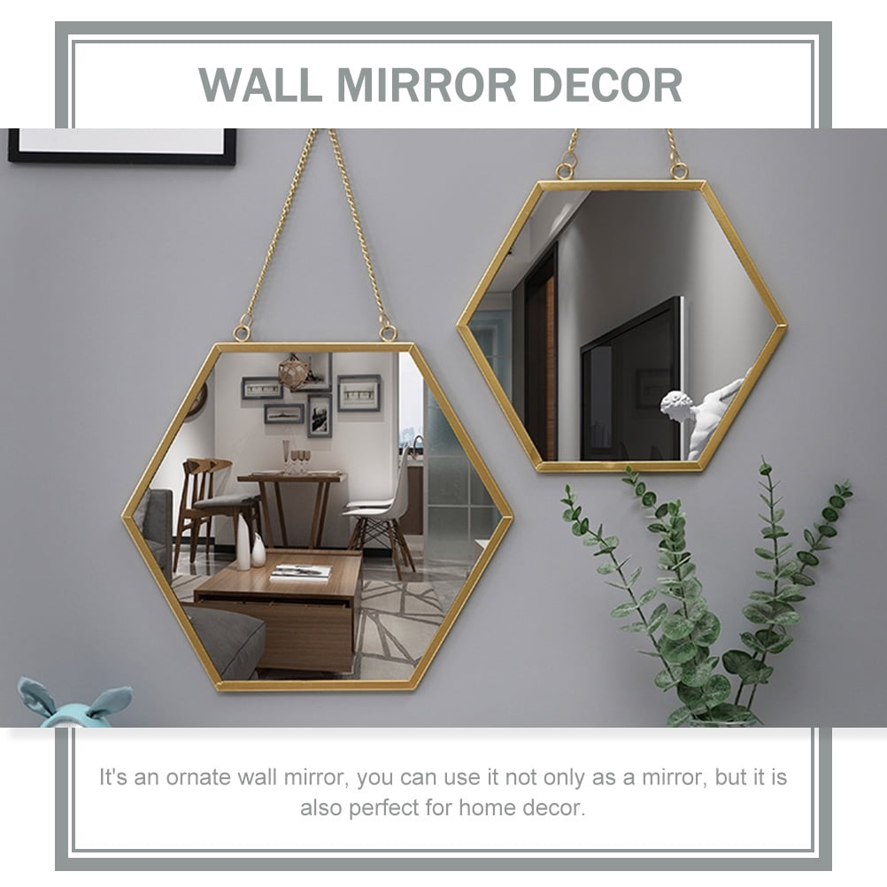 Mirror Wall Hanging Decorative Mirror Hexagon Gold Geometric Vintage