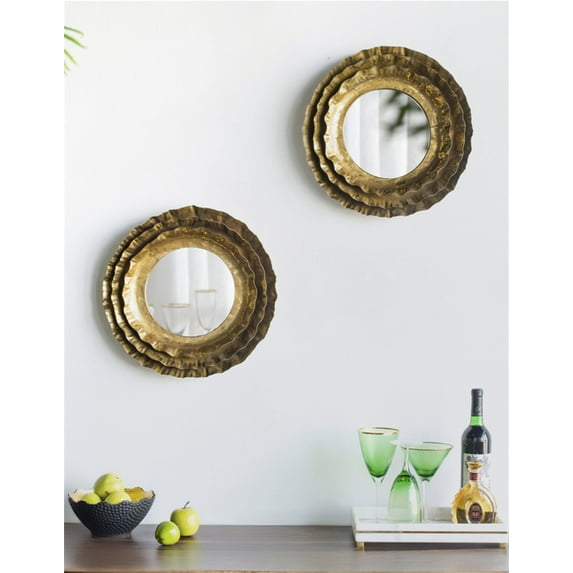 Mirror, Wall Mirror with Gold Metal Frame, Mid-Century Modern Accent Bathroom Mirror, 16" Mirrors for Wall Living Room Bed Room Entryway, Gold