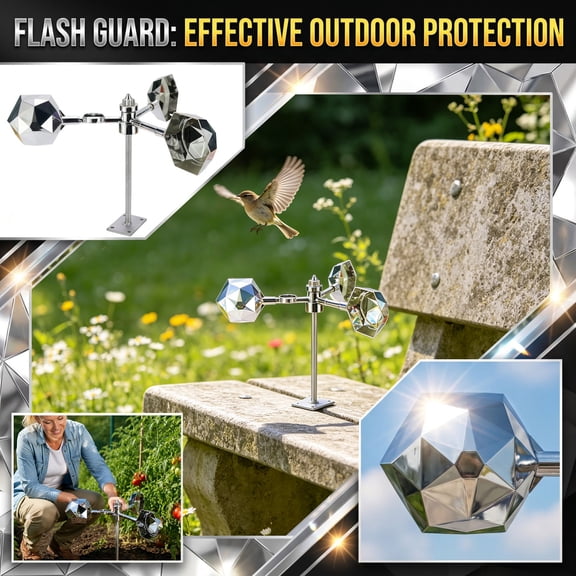 Mirror Wall Mount Bird Tool, Bird for Windows, Window Bird, Adhesive Mirror for Wall, 10X8 Inch 1Pc No-Drill Stainless Steel Rotating Reflective Spinner That Creates Flashing