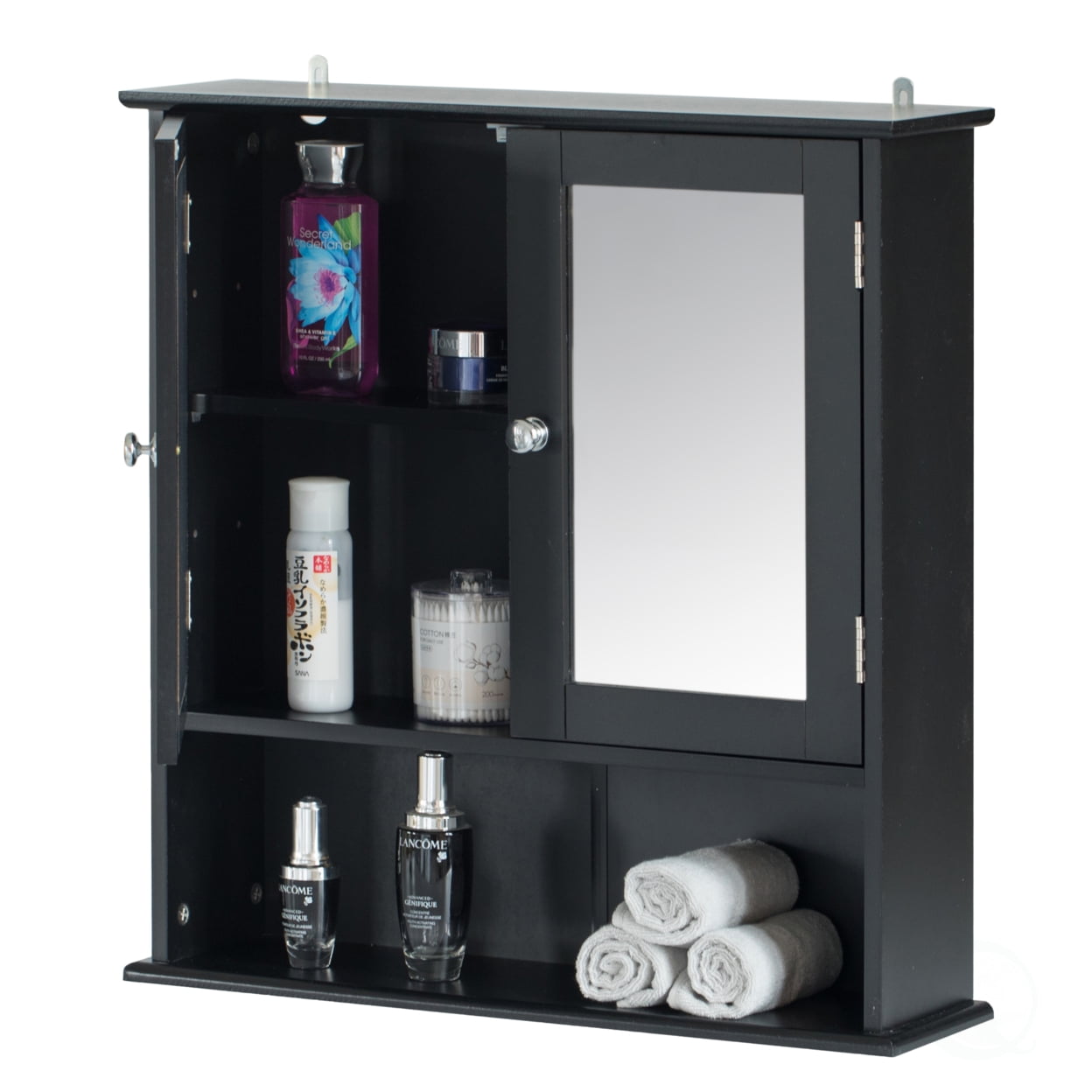 Gray Wall Mounted Mirror Cabinet with Adjustable Shelves