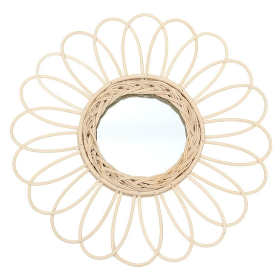 Mirror Wall Rattan Decor Mirrors Sunflower Hanging Farmhouse Rope Art Round Decorative Mounted Wicker Nautical Dressing