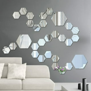 Hexagonal Mirror Wall Stickers, DIY Decorative 3D Acrylic Table Plastic  Tiles for Home Living Room Sofa TV Setting Decoration 