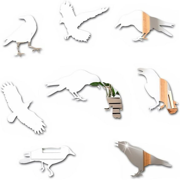 Mirror Wall Stickers Acrylic DIY Mirror Wall Decal Bat 3D Mirror Silver Wall Art Decor Self Adhesive Decorative Mirror for Party Festival