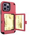 thumbnail image 1 of Mirror Wallet Case for iPhone 14 Pro Max Hard PC Soft Rubber Bumper Hybrid Shockproof Case with Card Holder Slot Hidden Mirror Slim Case For iPhone 14 Pro Max,Red, 1 of 6