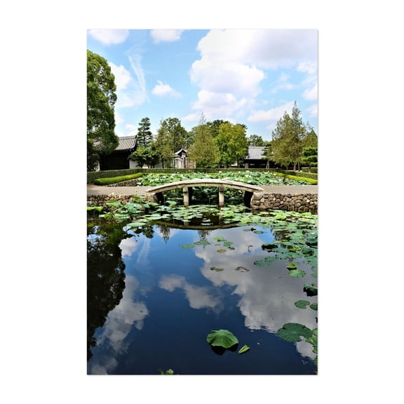 Mirror World - Kyoto Japan Photography Bridge Water Lake Zen Calm Landscape Unframed Wall Art Print 5 x 7 inches