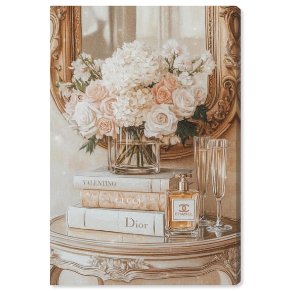 Mirror and Classy Glam Books Canvas Fashion Art Print by Art Remedy, Gallery Wrapped, 16 x 24