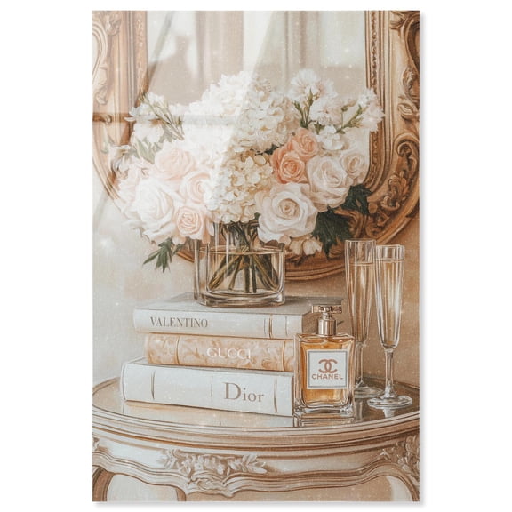 Mirror and Classy Glam Books High-Gloss Frameless Acrylic Glass Wall Art Fashion by Art Remedy, Ready to Hang, 24 x 36