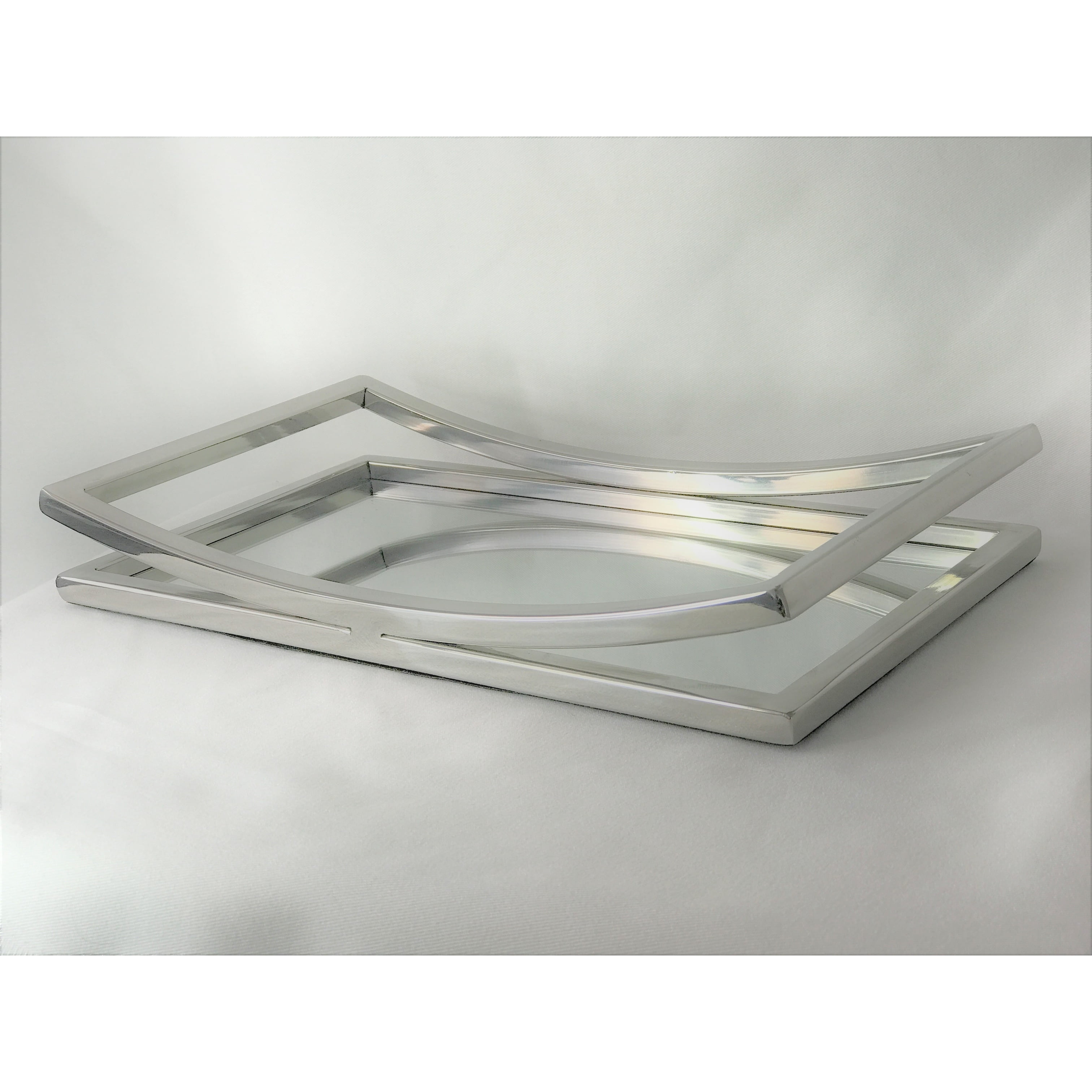 Silver Rectangular Stainless Steel Mirrored Vanity Tray