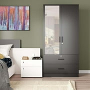 Woodpeckers Furniture and Mattress Mirrored 2 Door Wardrobe & 2 Drawers