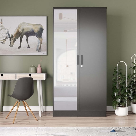 Woodpeckers Furniture and Mattress Mirrored 2 Door Wardrobe