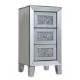 thumbnail image 1 of Mirrored 3 Drawer Nightstand End Table, Crystal Diamond Inlay Bedside Table, 1 of 8