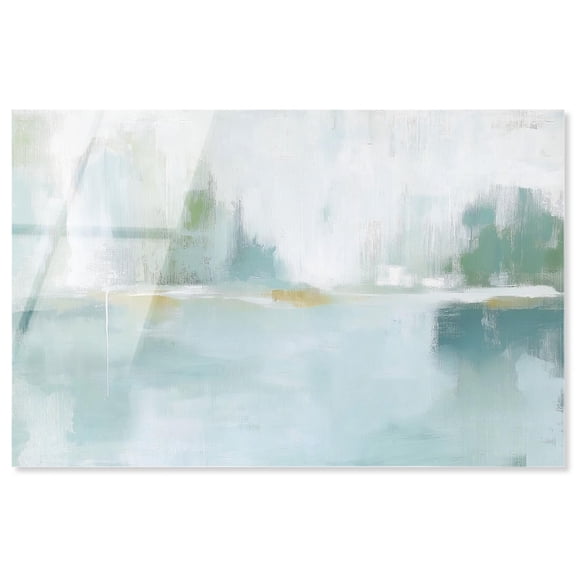 Mirrored Aqua Dream I High-Gloss Frameless Acrylic Glass Wall Art Coastal Abstract by Art Remedy, Ready to Hang, 15 x 10