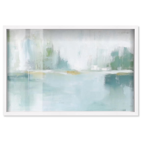 Mirrored Aqua Dream I Shadowbox Print Teal Wall Art by Art Remedy, White Frame, 15 x 10