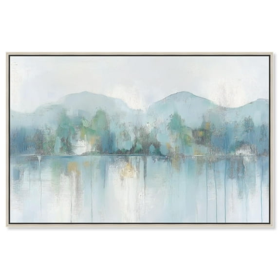 Mirrored Aqua Dream II Canvas Teal Wall Art by Art Remedy, Silver Frame, 36 x 24