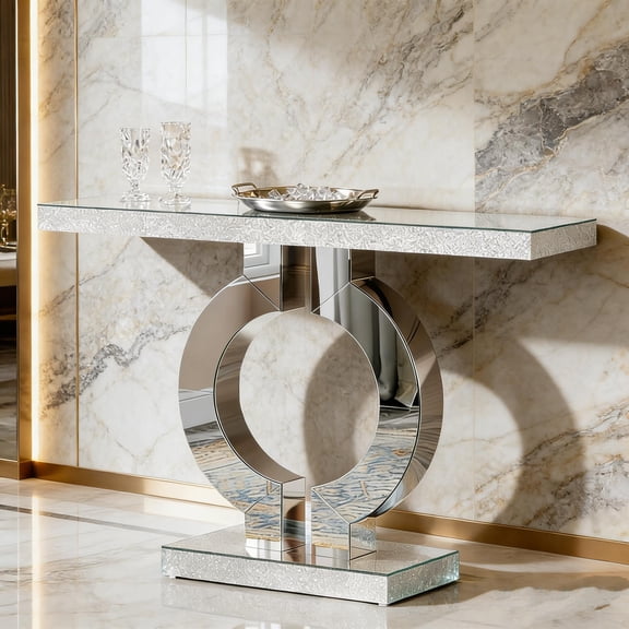 Mirrored Console Table with Sleek Reflective Finish, Perfect as Hall Table, Sofa Table Behind Couch or Bedroom Nightstand