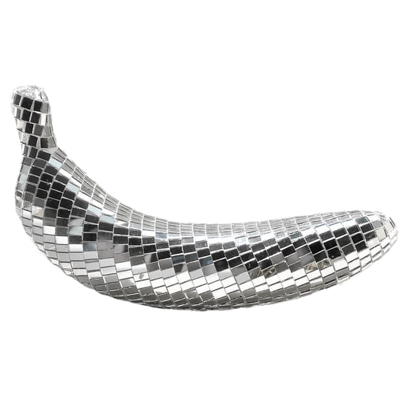 Mirrored Discos Banana Fruit Sculpture Glittering Reflective Ornaments for Parties Weddings and Dance Floor Decoration