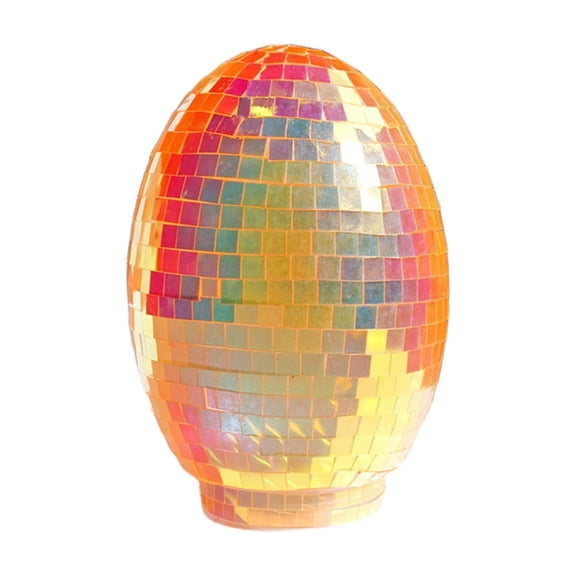 Mirrored Easter Egg Decoration, Light-Up Tabletop Ornament for Spring, Plastic Glitter Egg with Sparkling Reflective Surface for Home, Mantel, or Party Centerpiece, (Batteries Not Included)