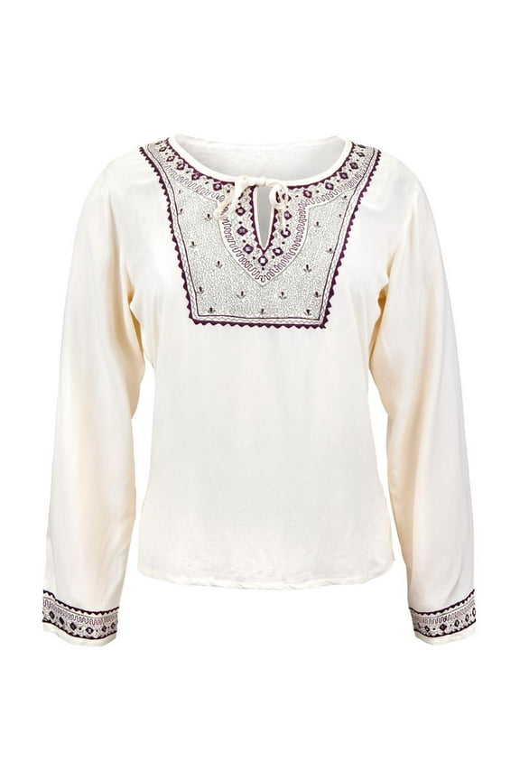 Mirrored Embriodery - Cream Blouse - Small