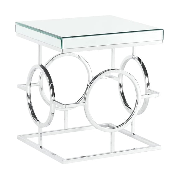 Mirrored End Table, Square Accent Table, Glam Living Room Decor