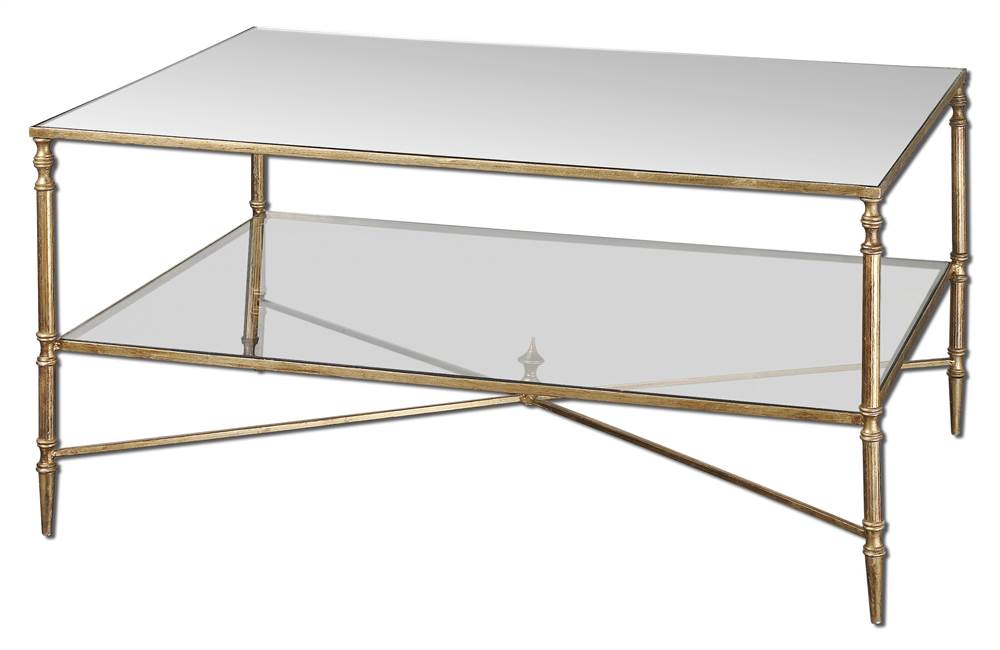 Mirrored Glass Coffee Table in Gold