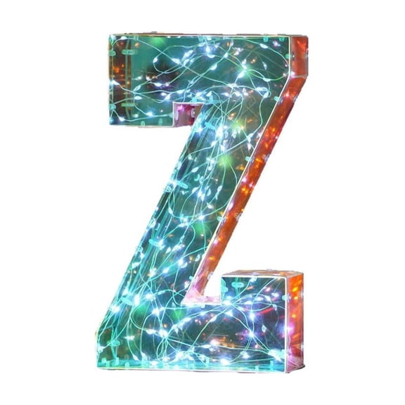 Mirrored LED Letter Lights Z, Colorful Light Up Signs For Party Wedding Birthday Proposal, Battery Operated Gradient Light Effect DIY Marquee Alphabet Decor, Photo Prop