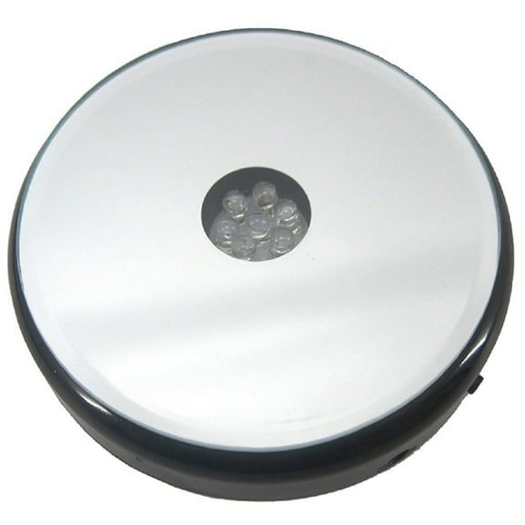 Mirrored LED Light Base Multi Colored Lights 4 Inch Diameter