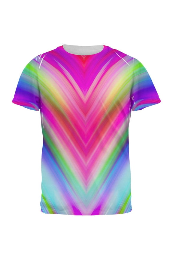 Mirrored Light Beams Pastel Rainbow All Over Mens T Shirt Multi SM