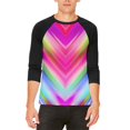 thumbnail image 1 of Mirrored Light Beams Pastel Rainbow Mens Raglan T Shirt White-Black X-LG, 1 of 2