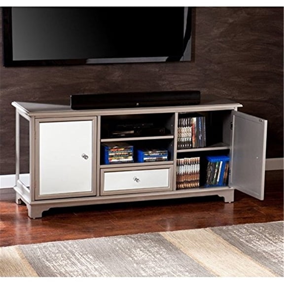 Mirrored Media Console for TVs up to 50 - Silver Entertainment Center