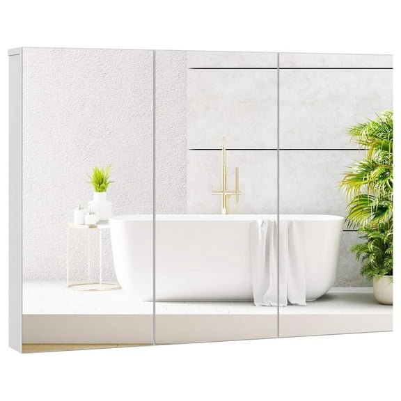 Mirrored Medicine Cabinet, Large Wide Wall Mounted Storage Cabinet with 3 Mirror Doors & Adjustable Shelf, 36 x 4.5 x 25.5 Inch, Bathroom Mirror Medicine Cabinet (36 x 25.5 Inch)