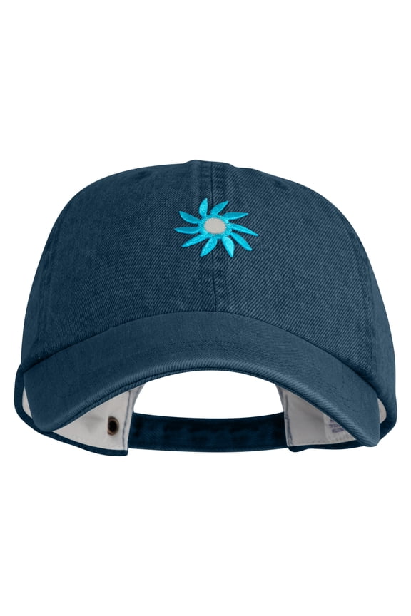 Mirrored Spiral Pinwheel Flower Iron On Patched Denim Cap - Dark blue OSFM