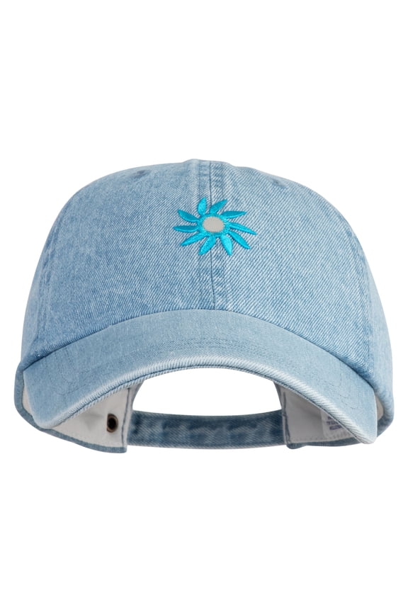 Mirrored Spiral Pinwheel Flower Iron On Patched Denim Cap - Light blue OSFM