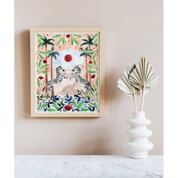 Mirrored Zebras Poster Jungle Animal Poster Art Print Home Decor, Unframed Poster Size 8x12 F03.1.20l819