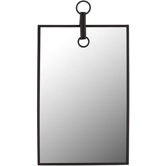 Mirrorize, 20"x13" Elegant Framed Plain Wall Mirror | Black Rectangle Hanging Modern Industrial Vertical Decorative Metal Frame Designer Mirrors for Bathroom Entryway Bedroom