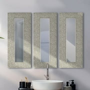 Mirrorize Narrow Designer Accent Mirror, 1.5DX9.25HX27.75W, Mosaic Dark Silver, 3 Piece