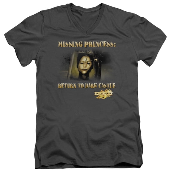 Mirrormask Missing Princess Adult V-Neck T-Shirt Charcoal