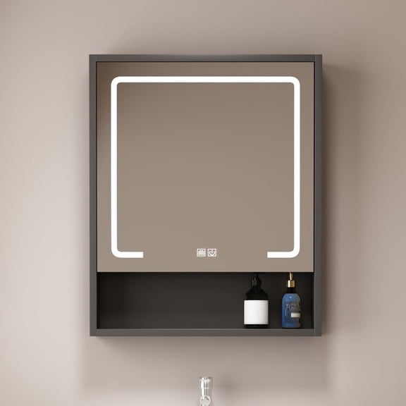 Mirrors and More 28" x 24" Medicine Cabinets for Bathroom with Mirror,Anti-Fog Dimmable Light and Color Adjustment, Antirust and Easy to Install- Suitable 24 inch Bathroom Vanity(Grey)