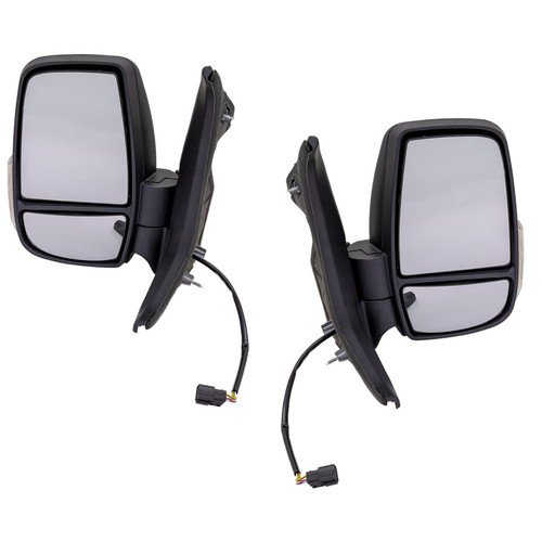 Mirrors For 2018-2019 Ford Transit-250/350 Pair Power Heated Turn Signal Black