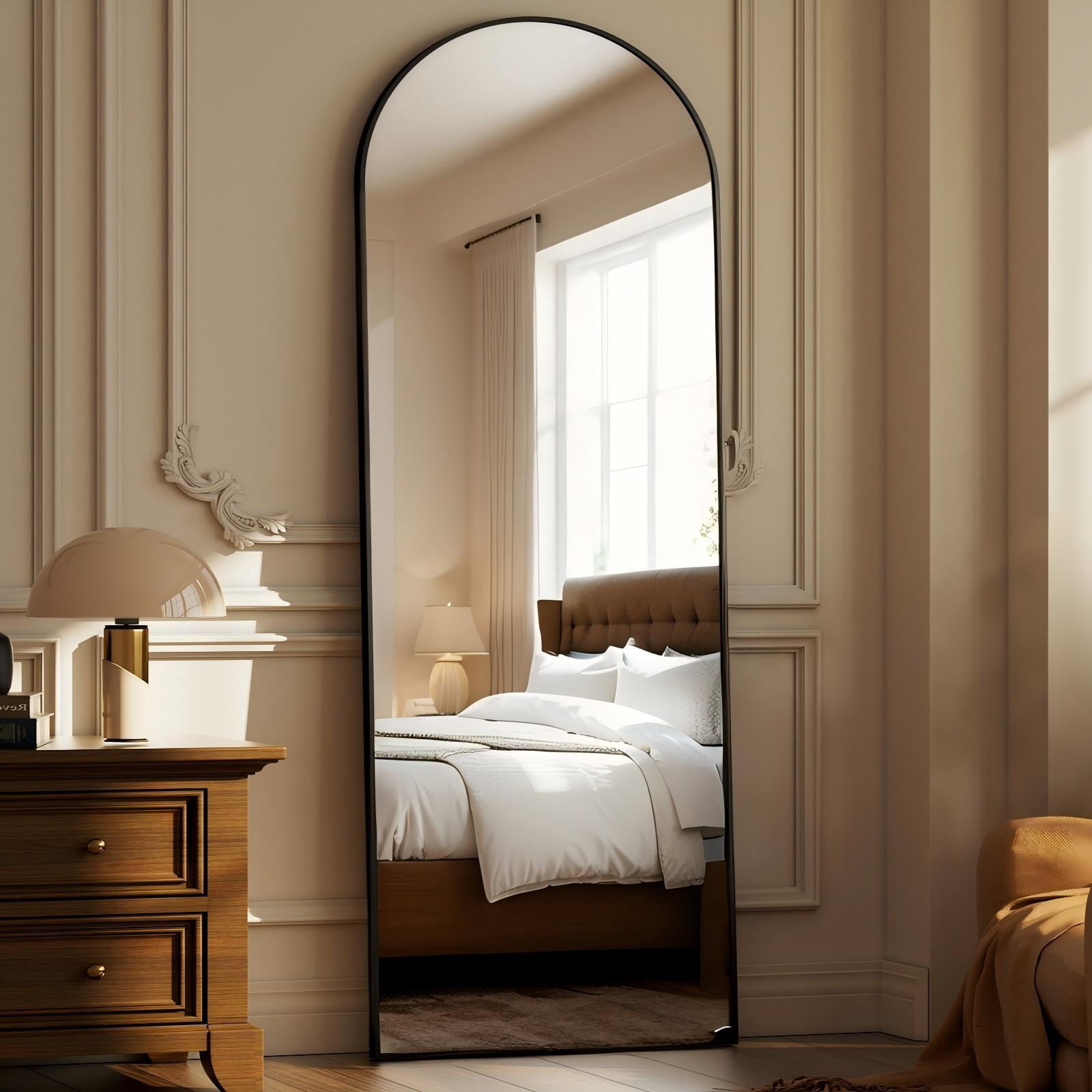 Mirrosa 68"x 22" Arched Full Length Mirror with Stand Standing Mirror,Black