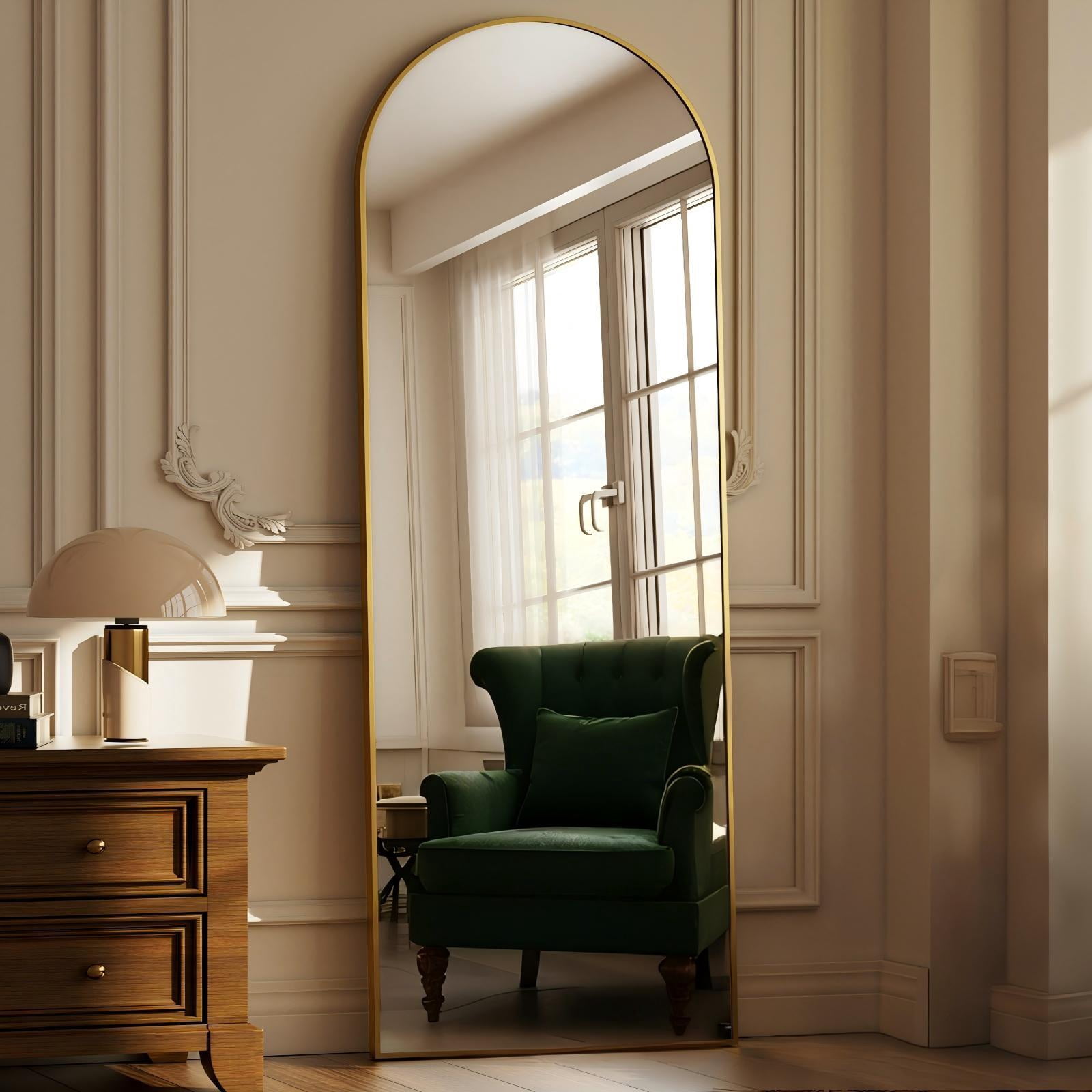 Mirrosa 22.1"x68" Arched Full Length Mirror with Stand Standing Mirror,Gold