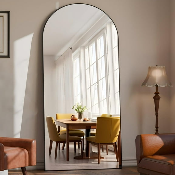 Mirrosa 30.1"x71" Arched Full Length Mirror with Stand Standing Mirror,Black