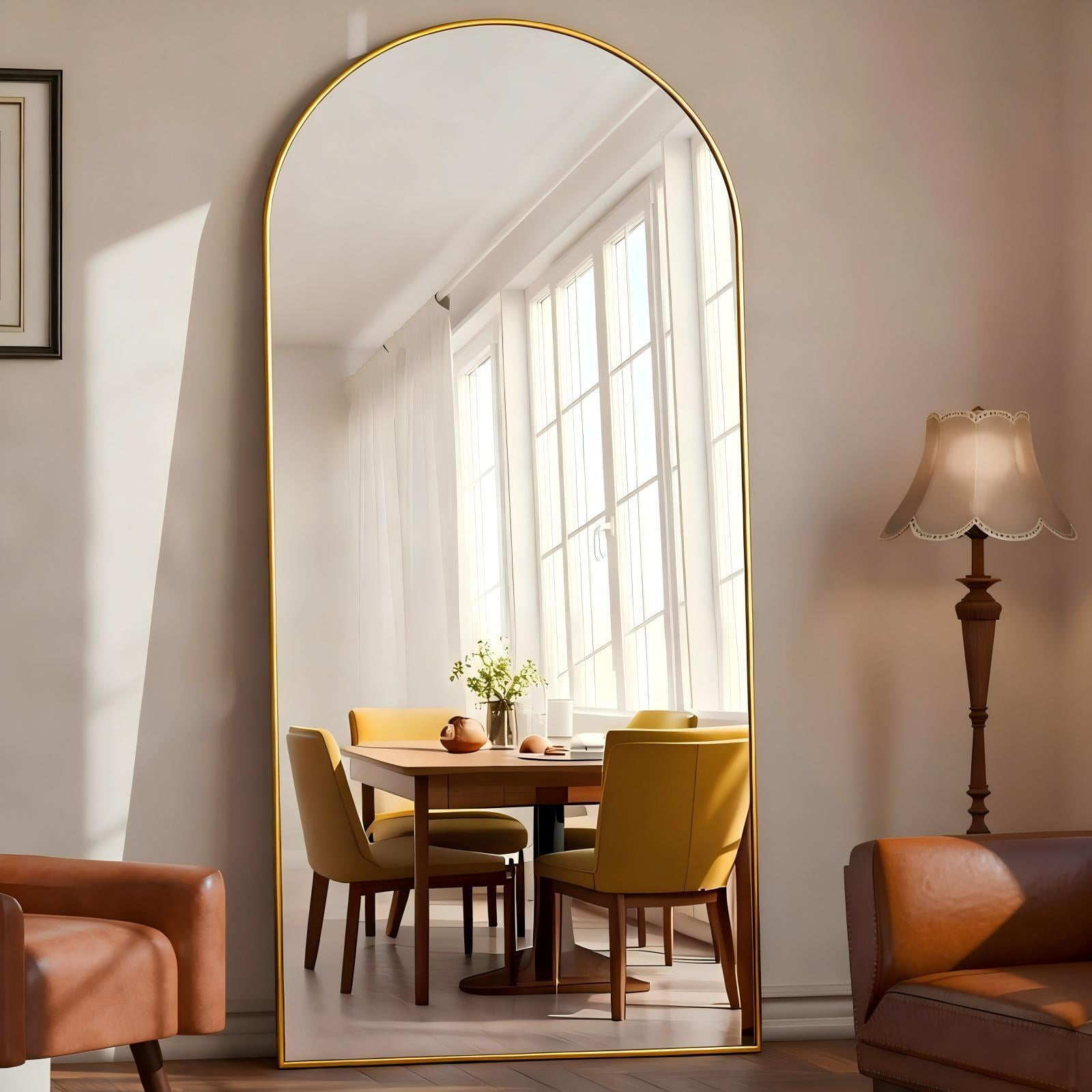 Mirrosa 30.1"x71" Arched Full Length Mirror with Stand Standing Mirror,Gold