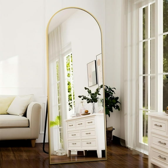 Mirstory 68"x22" Arched Full Length Floor Mirror Full Body Standing Mirror,Gold