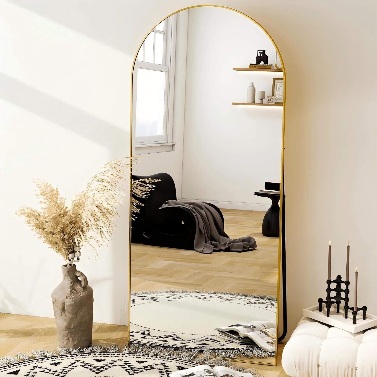GRAHMCY 71" x 30" Arched Full Length Floor Mirror Full Body Standing Mirror,Gold